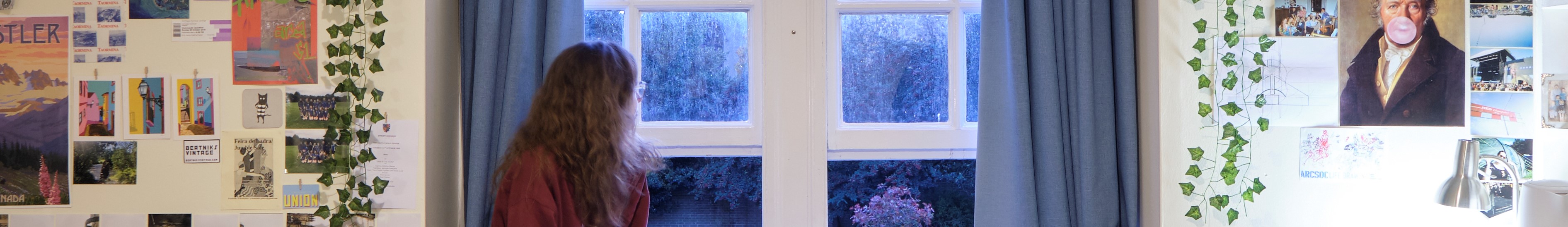 Student looking out of window