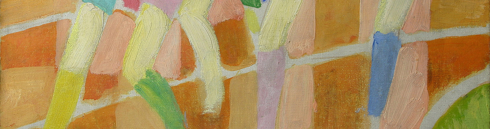 Detail of oil painting of runners
