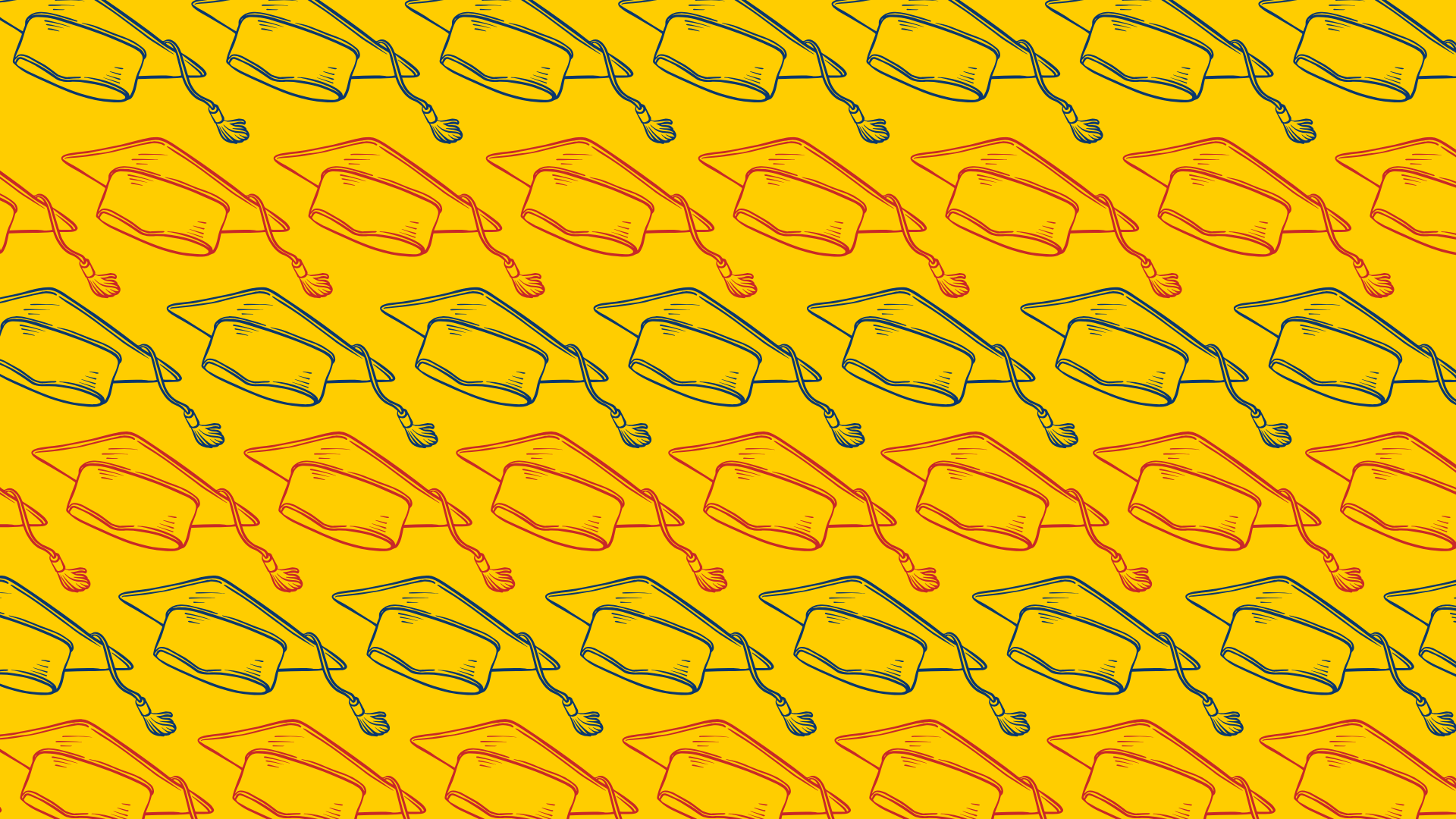 Yellow background with repeating mortar board pattern 