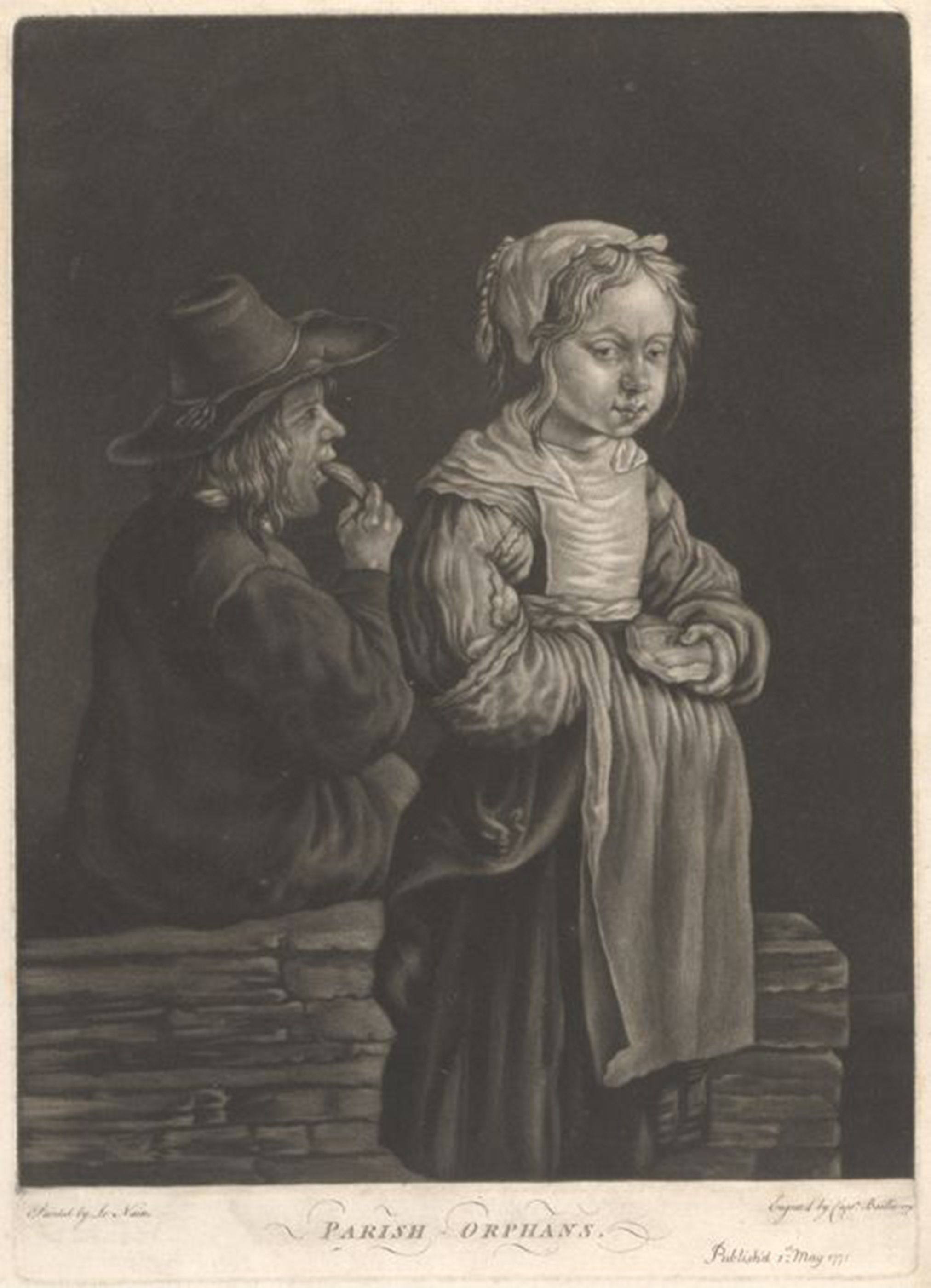 watercolour of two destitute children