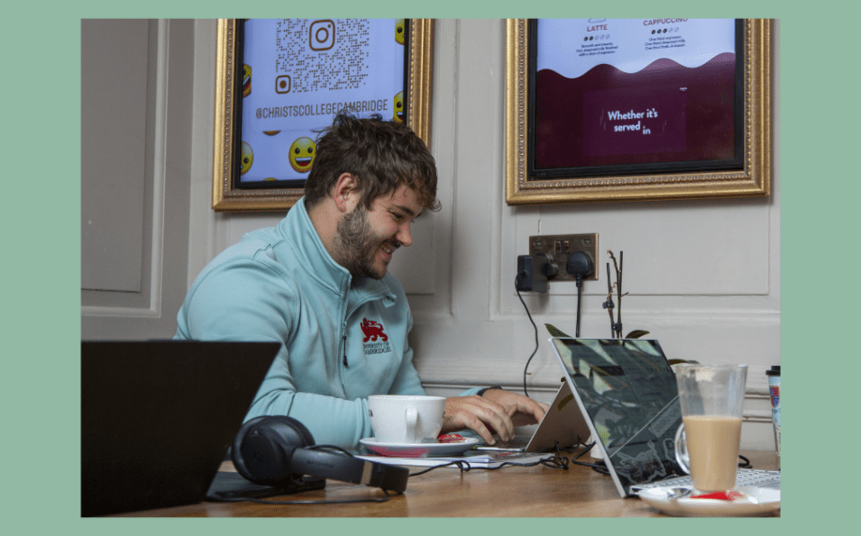 Joe Robertson working at a laptop