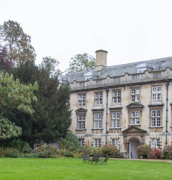 An old building in a garden