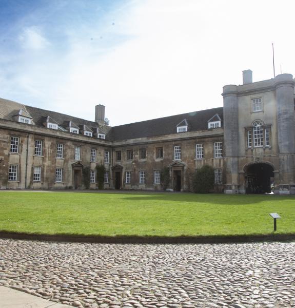 Buildings around a grass courtyard