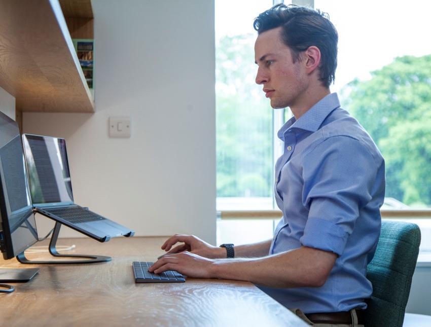 Person sitting at a computer